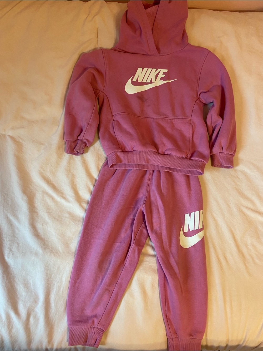 Nike Kids Pink Hoodie & Jogger Set with White Logo
